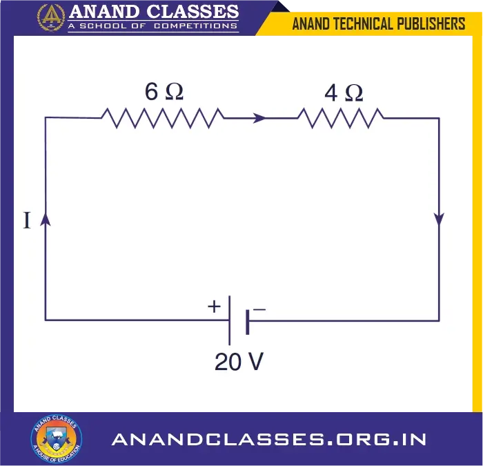 Series and parallel combination of resistances (or resistors) explanation, formulas, mcqs, assertion reason based q&a, worksheet-anand classes A 6 ω and a 4 ω resistor are connected in series. If a 20 v battery is applied across them, find (i) the current in the circuit (ii) the voltage across the 6 ω resistor (iii) the voltage across the 4 ω resistor