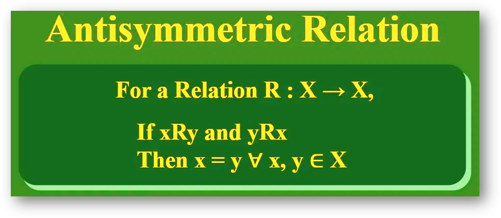 Antisymmetric relation(class 11 math)-definition, formula, types, solved examples, faqs Antisymmetric relation(class 11 math)-definition, formula, types, solved examples, faqs notes study material pdf download free